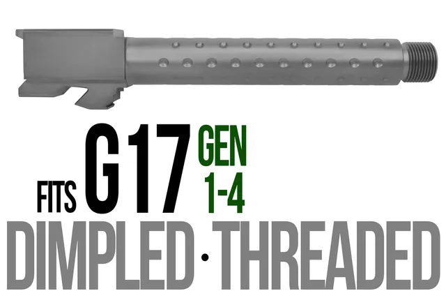 Glock 17 Threaded Barrel 9mm – Golf Ball Dimpled Flat Gray