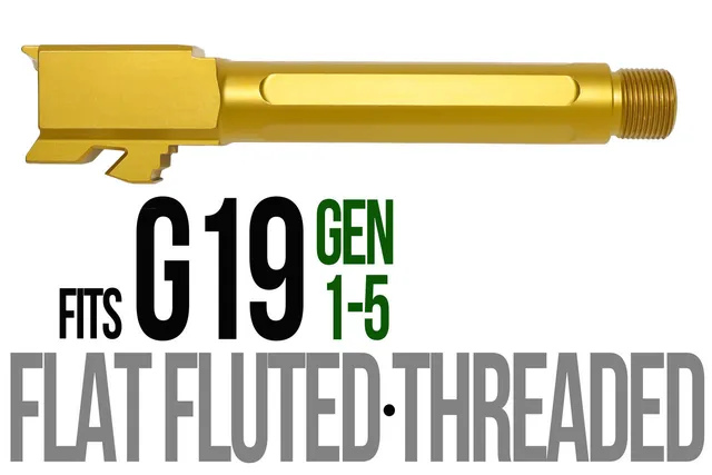 Glock 19 Threaded Barrel 9mm – Flat Fluted Gold
