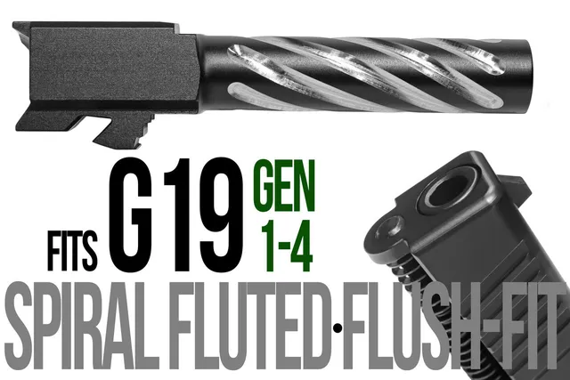 Glock 19 Flush Fit Barrel 9mm – Thick Spiral 2-Tone Black