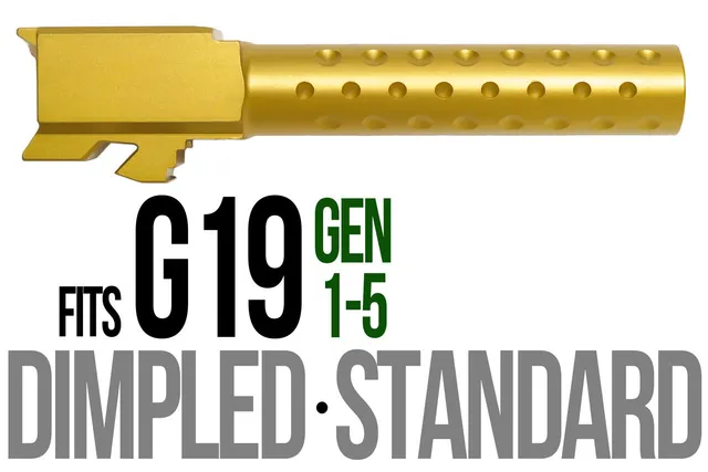 Glock 19 Barrel 9mm – Golf Ball Dimpled Gold