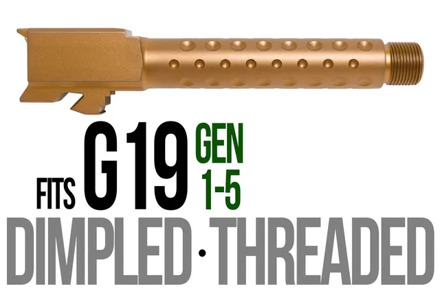 Glock 19 Threaded Barrel 9mm – Golf Ball Dimpled Copper