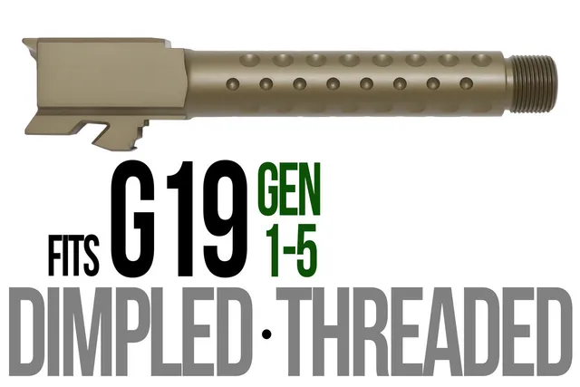 Glock 19 Threaded Barrel 9mm – Golf Ball Dimpled Dark Earth