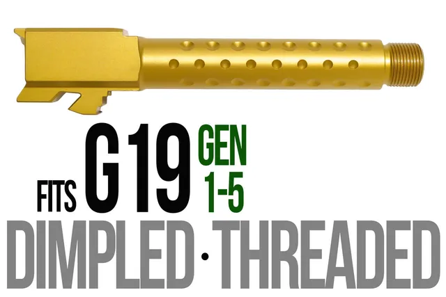 Glock 19 Threaded Barrel 9mm – Golf Ball Dimpled Gold