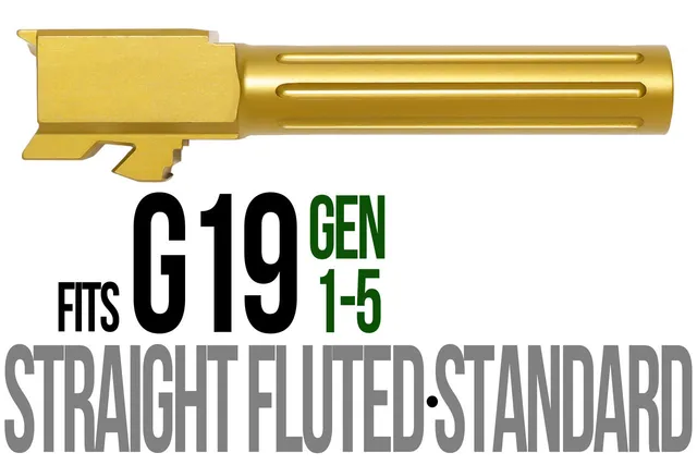 Glock 19 Barrel 9mm – Straight Fluted Gold