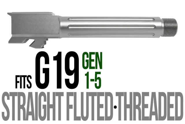 Glock 19 Threaded Barrel 9mm – Straight Fluted Flat Gray