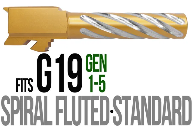 Glock 19 Barrel 9mm – Thick Spiral 2-Tone Gold