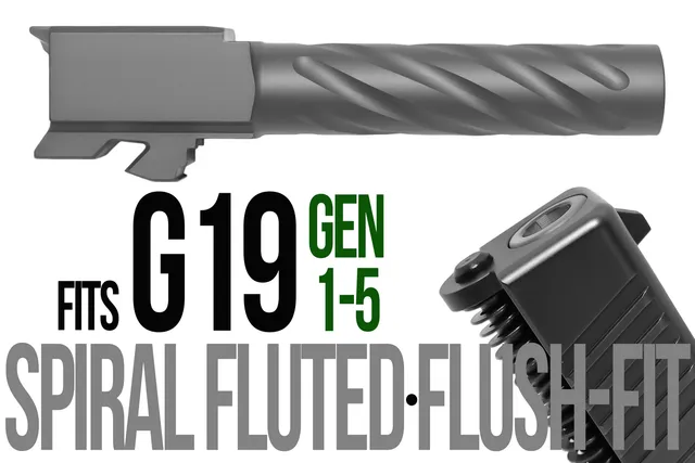 Glock 19 Flush Fit Barrel 9mm – Thick Spiral Flat Gray