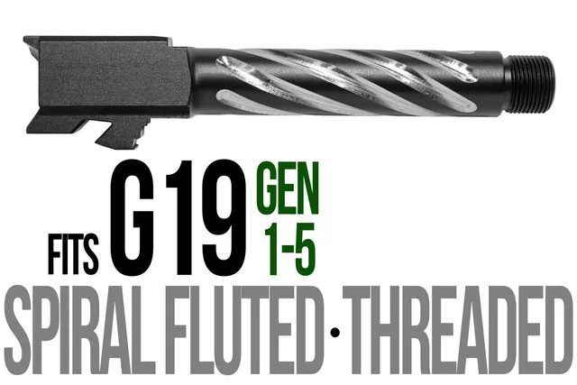 Glock 19 Threaded Barrel 9mm – Thick Spiral 2-Tone Black