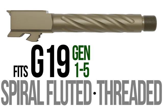 Glock 19 Threaded Barrel 9mm – Thick Spiral Dark Earth