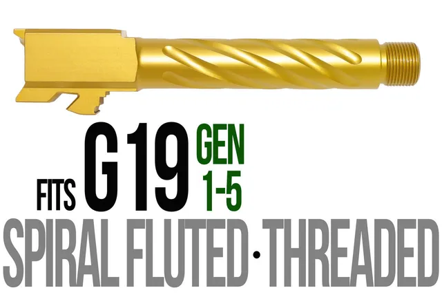 Glock 19 Threaded Barrel 9mm – Thick Spiral Gold