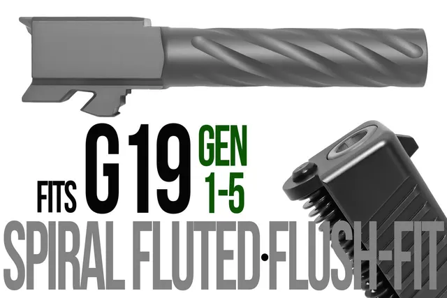 Glock 19 Flush Fit Barrel 9mm – Thick Spiral Flat Gray