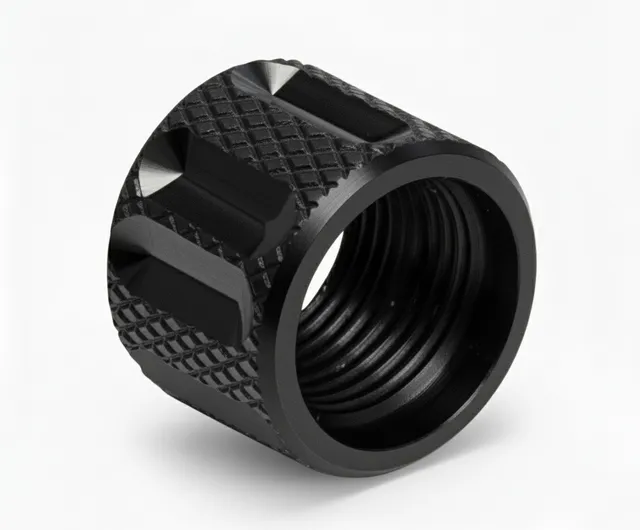 1/2x28 Thread Protector – Knurled Straight Fluted Black